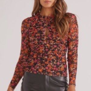 NWT!! By MINKPINK Sorrento Mesh Top-Floral